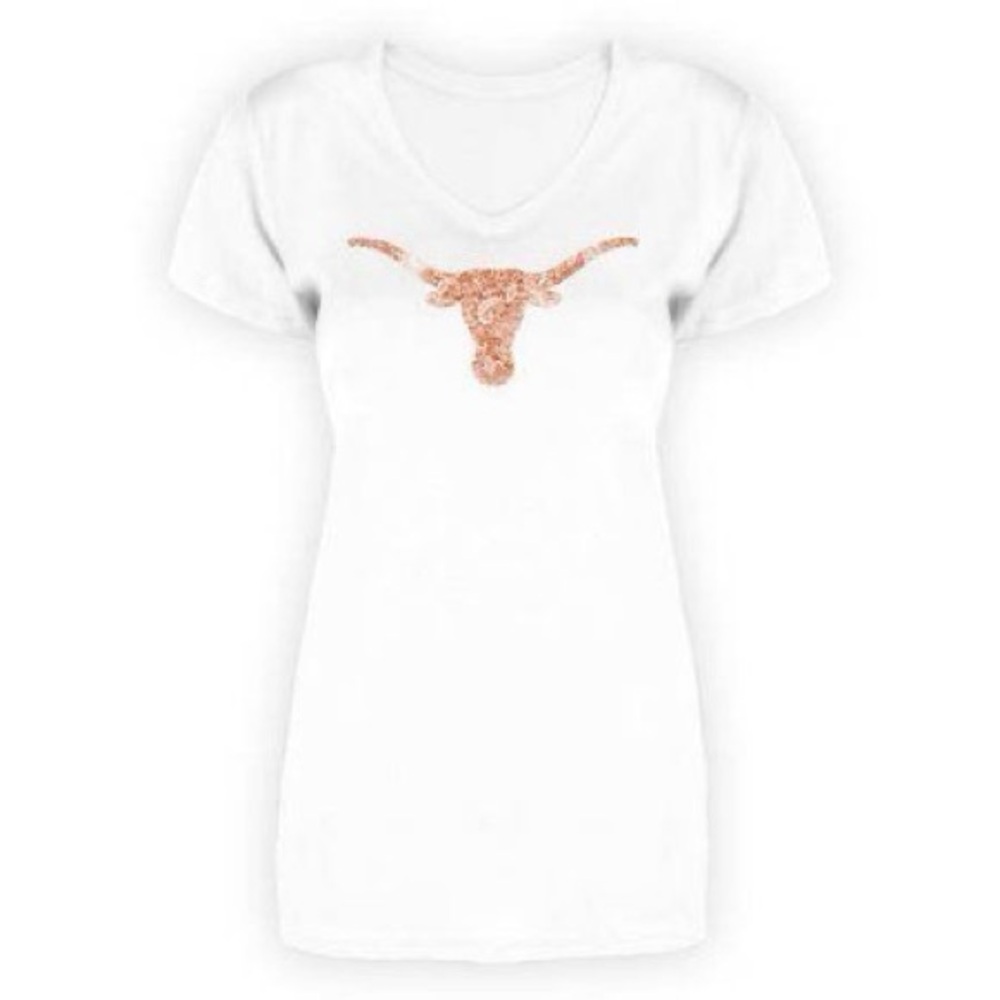 Longhorn Apparel Texas Longhorns Team Logo V-Neck T-Shirt White Size Large